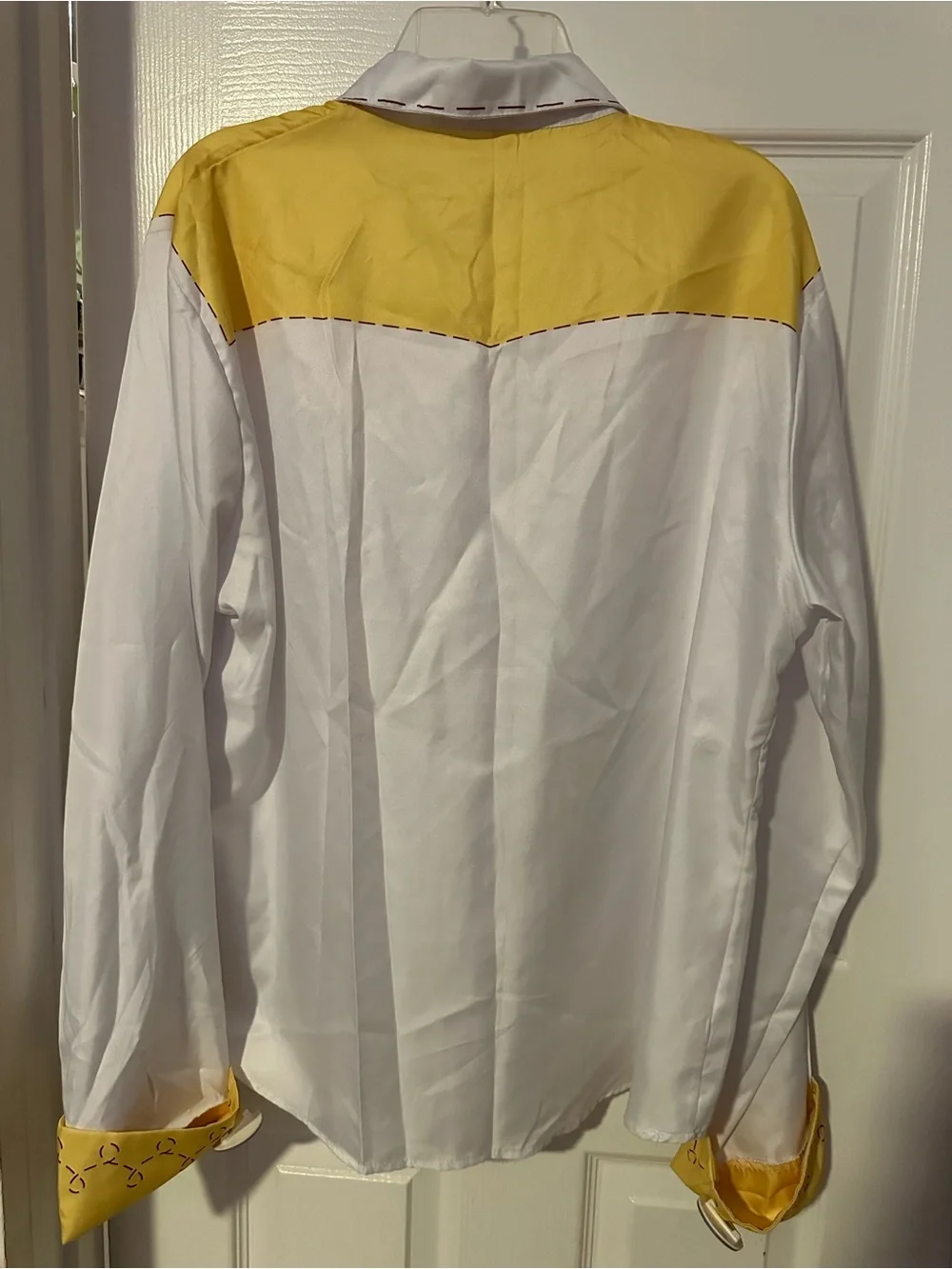 Jessie Inspired White and Yellow Western-Style Button Shirt
